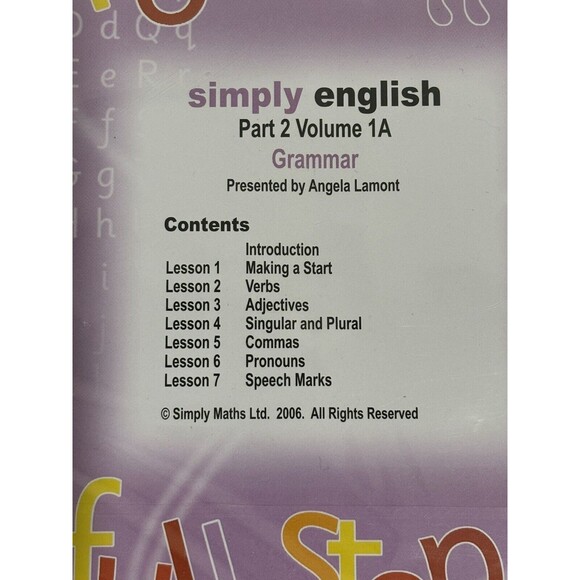 Simply Eng. Part 2 Vol. 1A DVD Simply Maths Study Program Brand New/Sealed 2006 - Picture 3 of 3
